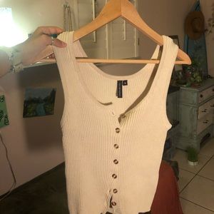 beige button up tank